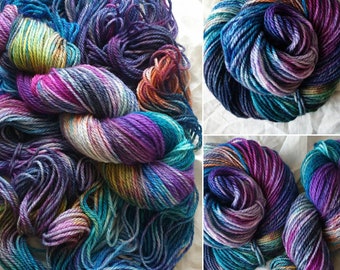 Hand Dyed Aran Yarn / GORGON / Indie dyed Worsted Yarn / Hand Painted Knitting Yarn / Crochet Yarn / Pure Cheviot Wool / Luxury Yarn Gift