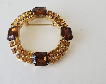 Pin Broche Vintage Guy Laroche Parfum Mode Cercle Costume Jewelry Occasion