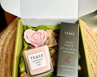 Bulgarian Rose Spa Gift Box | Mini Candle, Hand Spray and Wax Melt