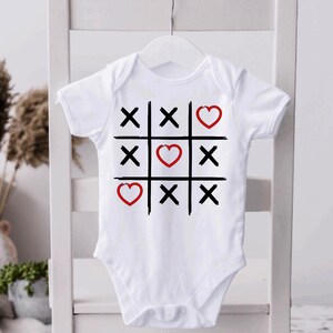 Short or Long Sleeved Valentines Day XOXO Tic Tac Toe Gerber Baby Onesie®, Valentines Day Baby Bodysuit