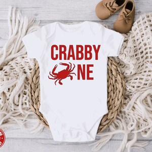Crabby ONE Organic Baby Onesie: Nautical First Birthday Bodysuit