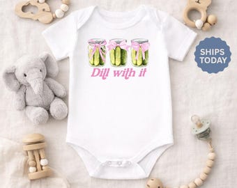 Dill Pickle Custom Printed Gerber® Baby Onesie® in Short or Long Sleeves