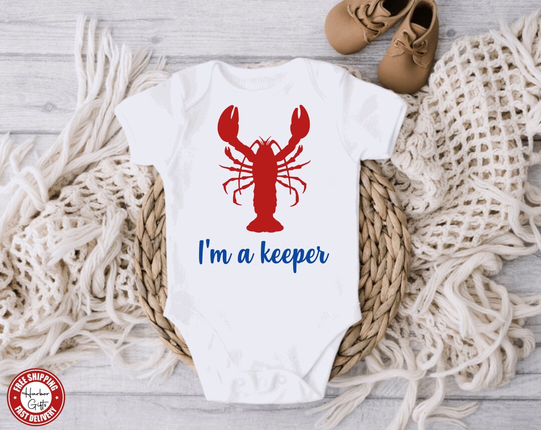I'm a Keeper Lobster Gerber® Baby Onesie®, Nautical Lobster Baby Bodysuit, Gender Neutral