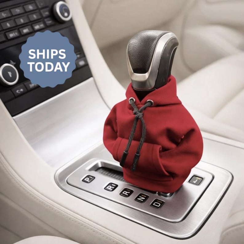 Red Custom Gear Shift Hoodie: Personalized Car Accessory image 1