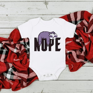 Short or Long Sleeve Sloth NOPE Gerber® Baby Onesie®, Sloth baby bodysuit
