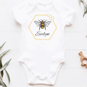 Honey Bee Personalized Gerber® Baby Onesie®, Custom bee hive baby bodysuit