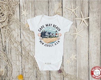 Cape May Beach New Jersey Gerber® Baby Onesie® in Short or Long Sleeves