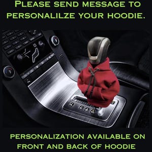 Red Custom Gear Shift Hoodie: Personalized Car Accessory image 11