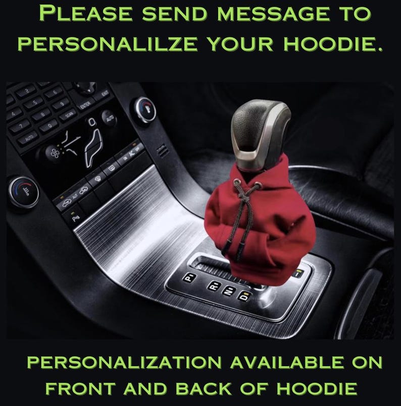 Red Custom Gear Shift Hoodie: Personalized Car Accessory image 11