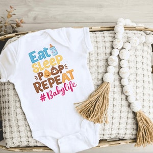 Eat Sleep Poop Repeat Gerber® Baby Onesie® in Short or Long Sleeve
