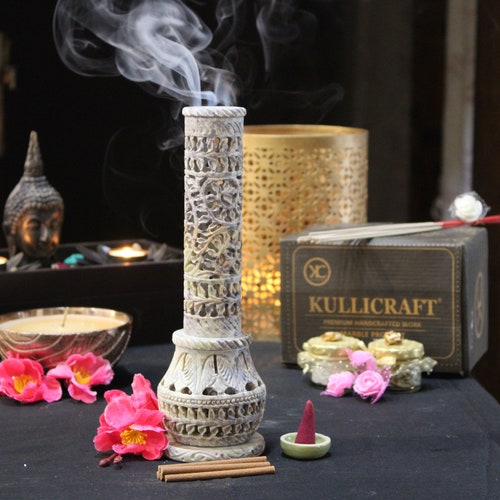 Incense Burner Wooden Decorative Tower Etsy