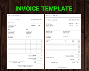 invoice excel etsy