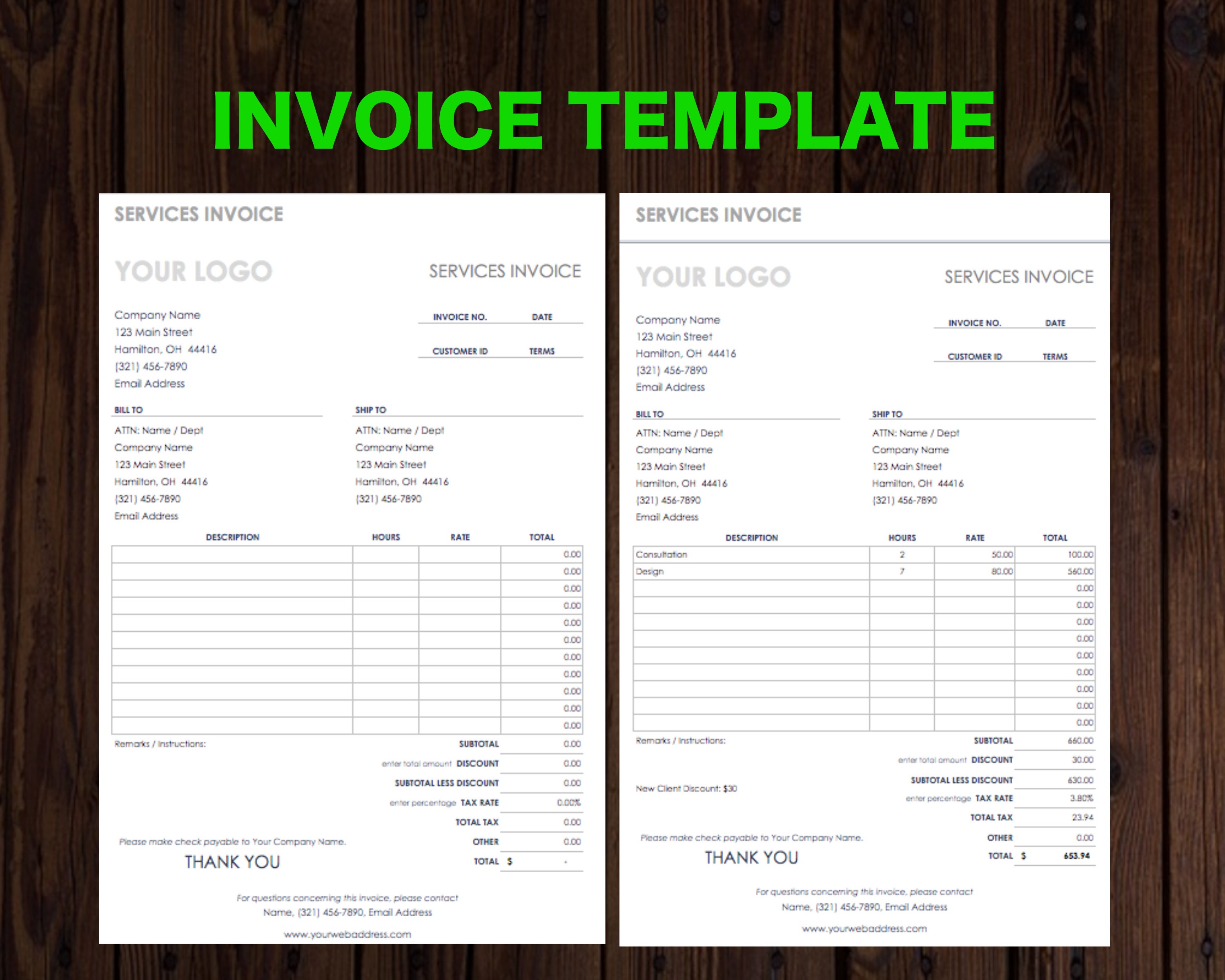 printable invoice template receipt billing statement blank etsy israel