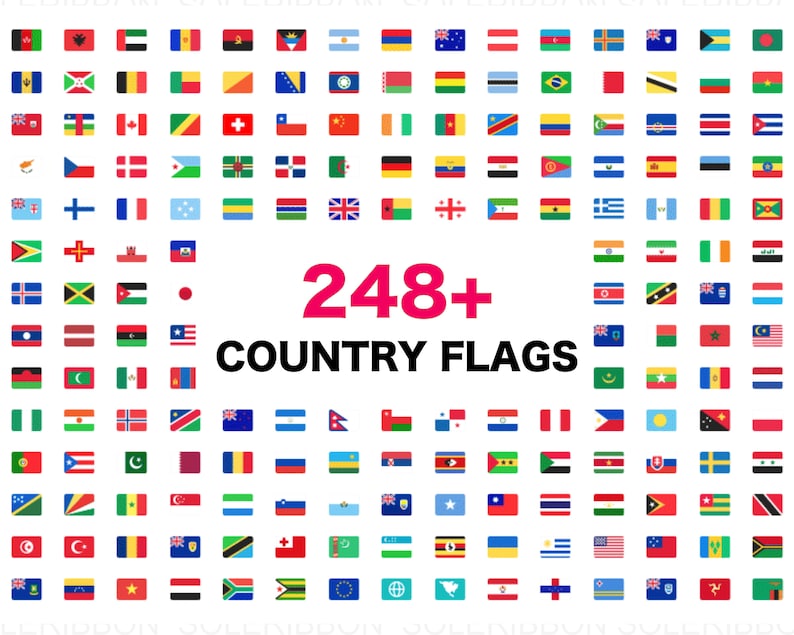 Download All Country Flags SVGs 248 flags of Nations World Clip | Etsy