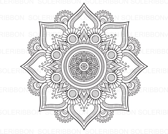 Download Flower Mandala Zentangle Svg Jpg Eps Cricut Silhouette Etsy