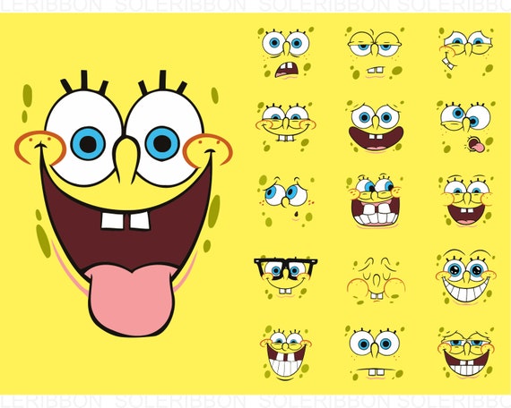 Spongebob Faces SVG Sponge Bob SVG Square Pants Svg | Etsy