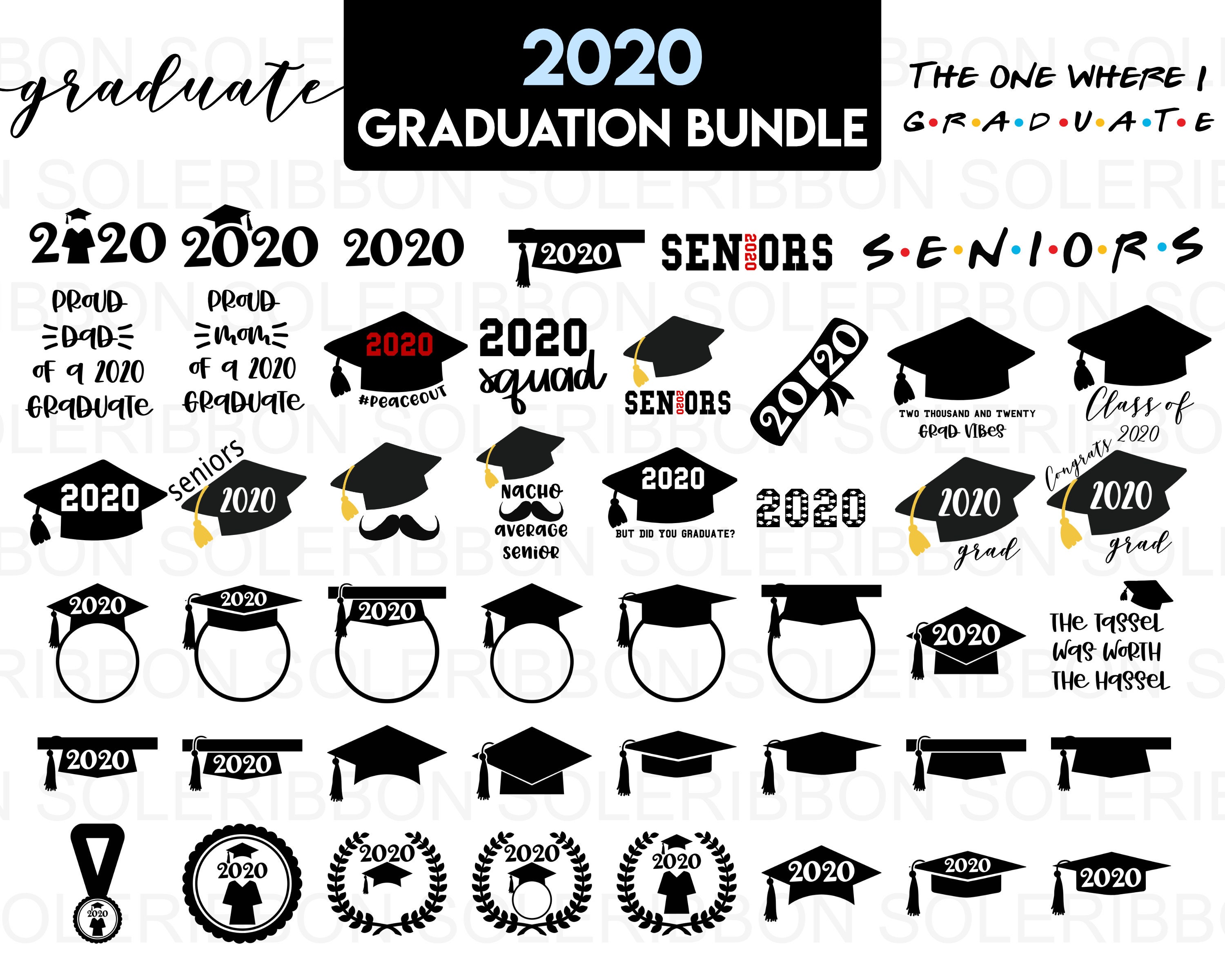 50 Graduation Svg Bundle Files Graduation Cap Svg 2020 Grad Svg Friends