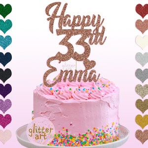 Topo de bolo Black Glitter Happy 33rd Birthday para decoração de 33º  aniversário masculino, Topo de bolo de 33 anos de idade