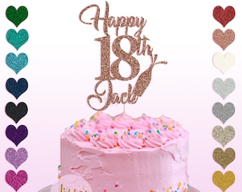 Personalised Happy 18th Glitter Cake Topper, Custom Birthday Decoration, Any Name & Age, Champagne Bottle