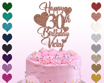 30e anniversaire personnalisé gâteau personnalisé Vicky Topper Girl n'importe quel nom n'importe quel texte