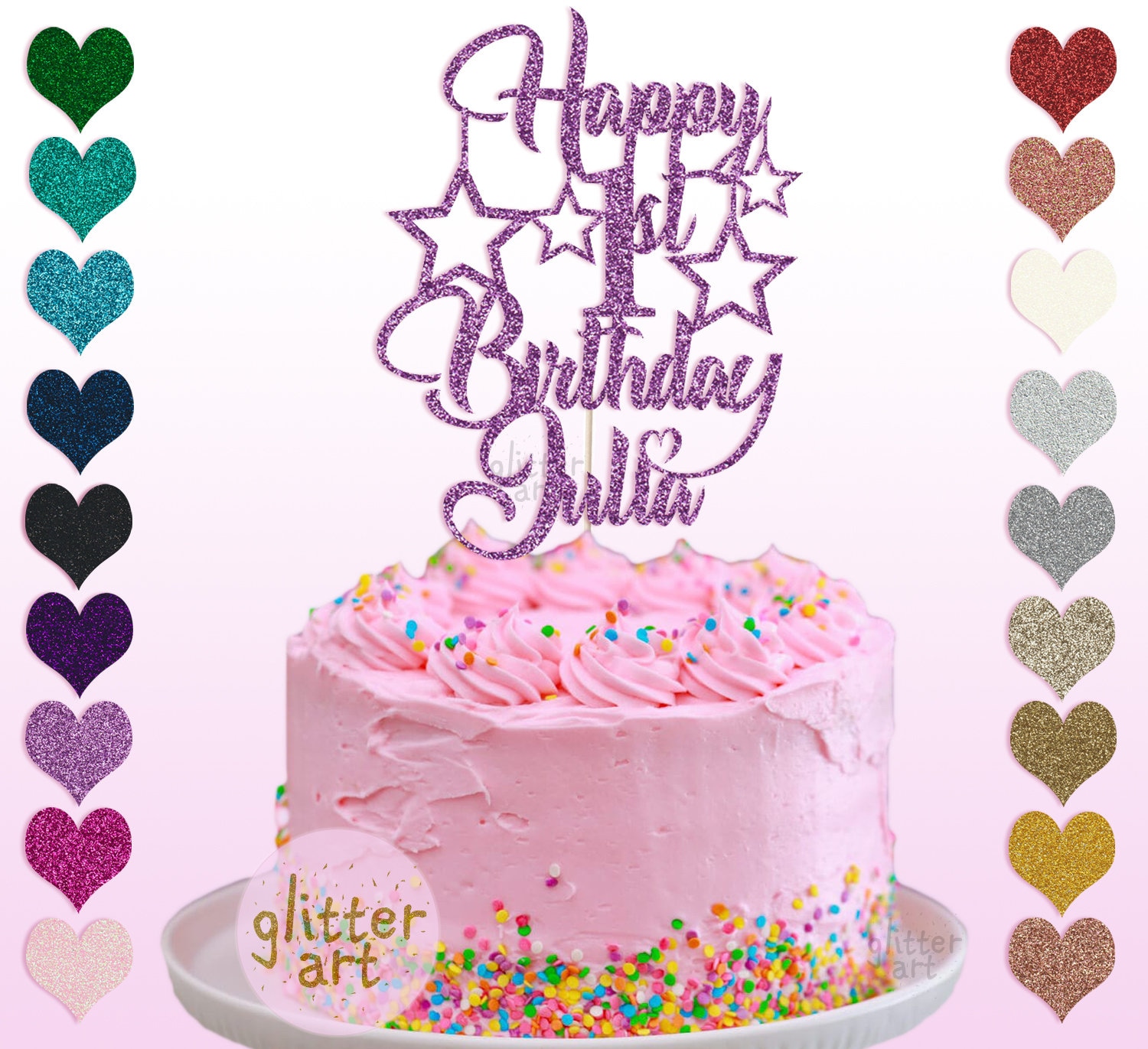 Cakeshop Décoration De Gâteau D'anniversaire Personnalisée à Paillettes Pour 5e 6e 7e 8e 9e 10e 16e 18e 21e 30e 40e 50e Violet