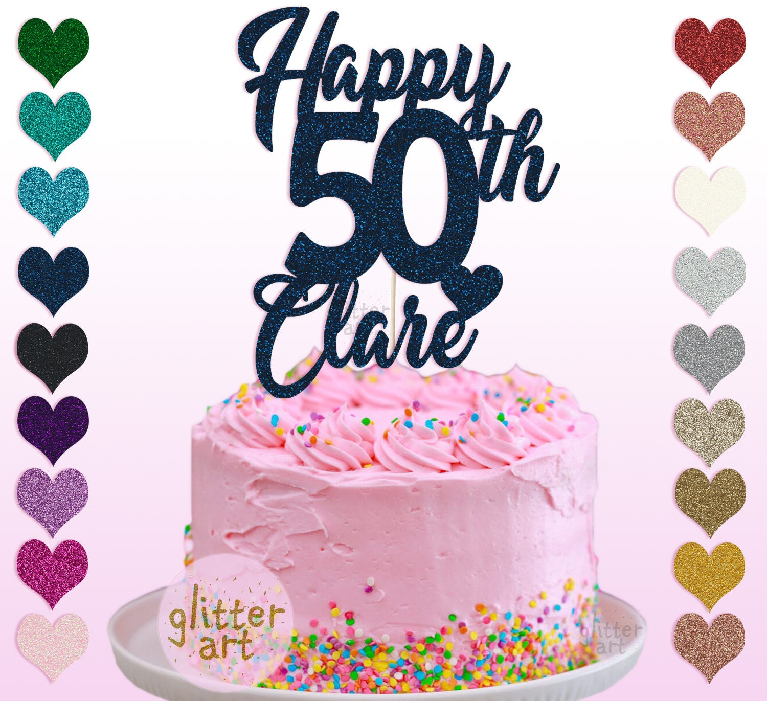 50th Birthday Cake Topper Personalised Custom Happy Party Any | Etsy