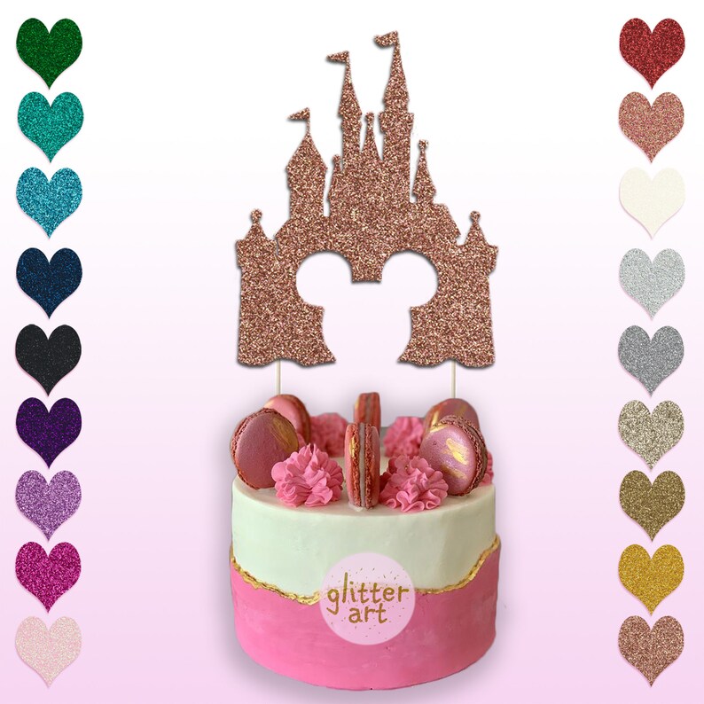 Disney Castle Cake Topper Glitter Cake Topper Birthday Etsy