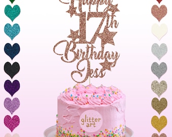 Décoration de gâteau 17 ans - Or rose - Pour fille et garçon - Happy  Birthday - 17 ans - Décoration de gâteau d'anniversaire Happy 17th Birthday  - 17