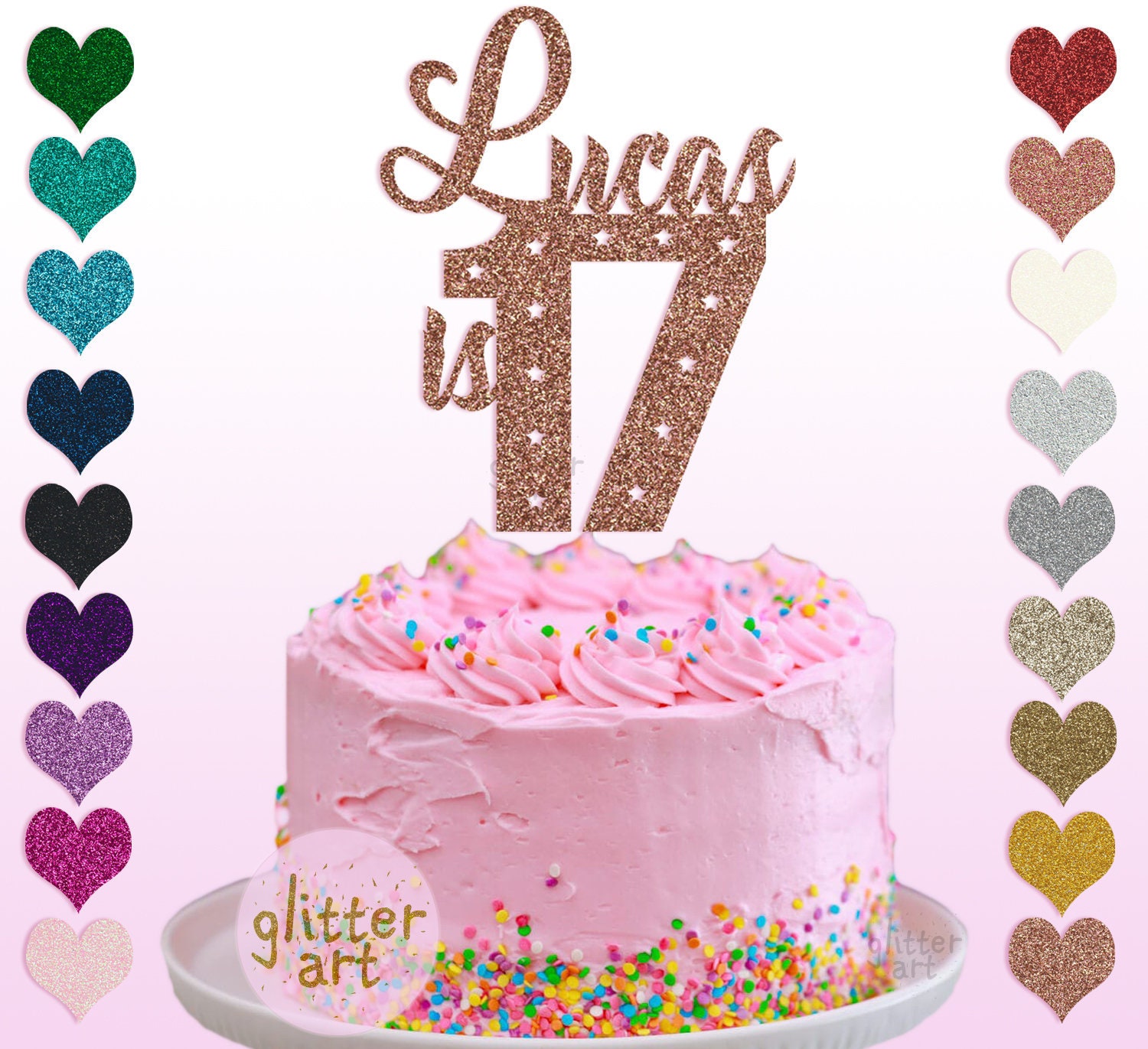 Décorations Pour Gâteau Anniversaire - Lot De 17 Pièces Scintillantes, Or Et Rose, Pour Cupcakes Et Desserts