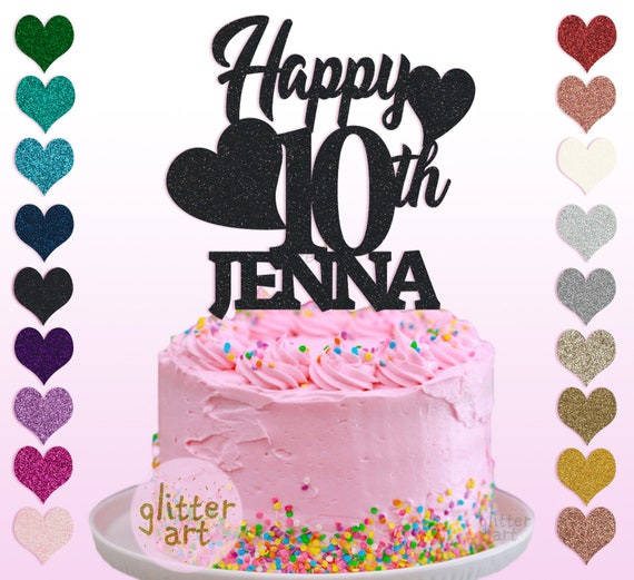 Décoration De Gâteau 10e Anniversaire Happy 10th Birthday Décoration De Gâteau 10 Ans Garçon Décoration De Gâteau 10e Anniversaire Fille Noir Doré Décoration De Gâteau Garçon Fille Hello 10 Glitter
