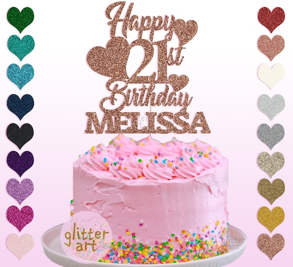 1 topper per torta con scritta Happy 20th Birthday, con glitter