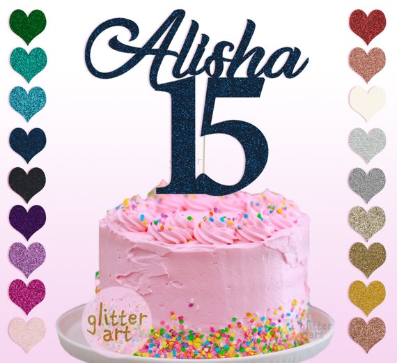 Cakeshop Geburtstags-Kuchentopper Personalisiert Mit Glitzer - Für 1.-10., 16., 18. Geburtstag, Farbe Rosa