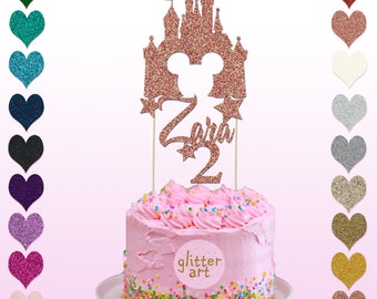 Custom Castle Glitter Cake Topper, Birthday, 2nd Birthday Cake Topper, Happy Birthday, Castle Themed Birthday, Princess Party