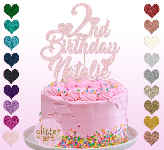 2nd Birthday Cake Topper Personalised Custom Baby Girl Party Etsy