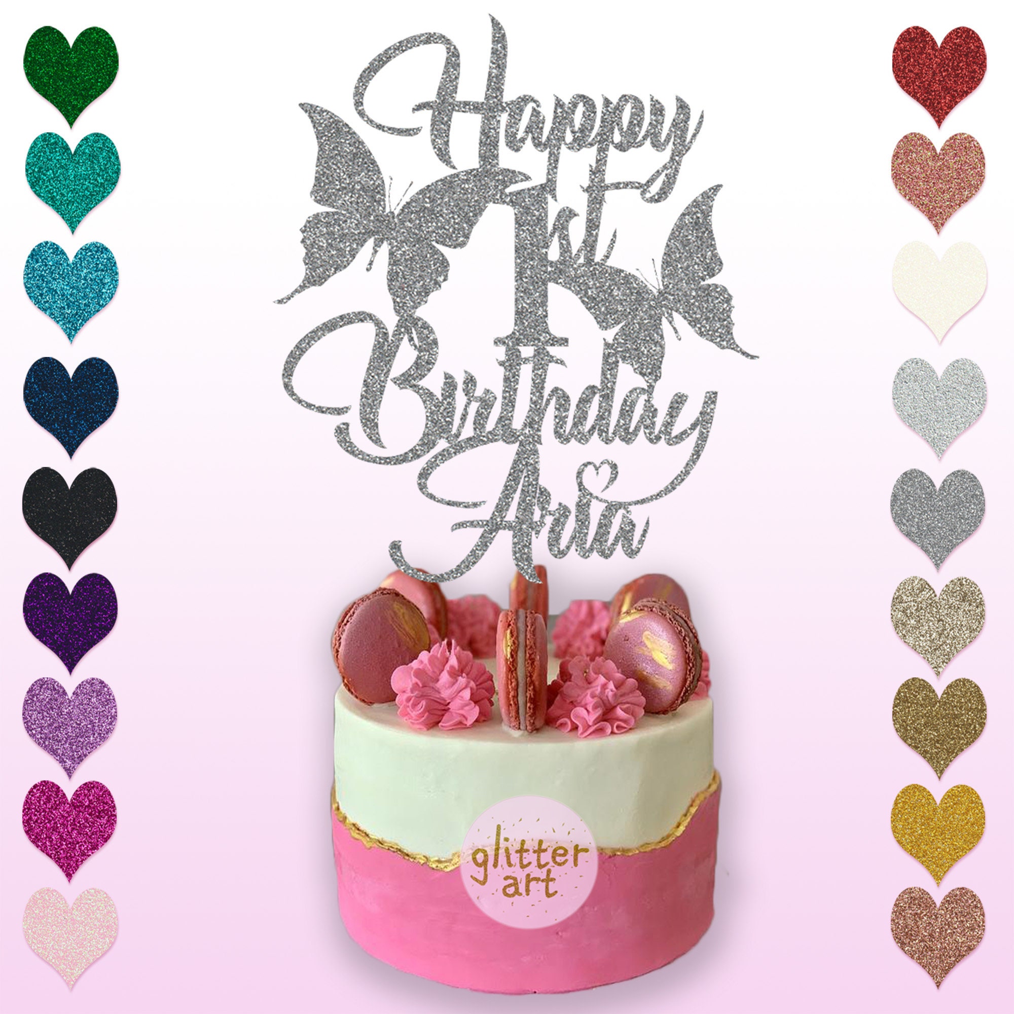 1e Verjaardag Taartdecoratie Meisjes - Roségoud Happy Birthday Set