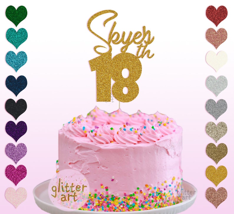 Personalised Any Word Name Age Glitter Birthday Cake Topper Party Decoration