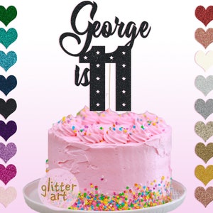 Personalized Glitter 11th Birthday Cake Topper, Custom Name, Any Age