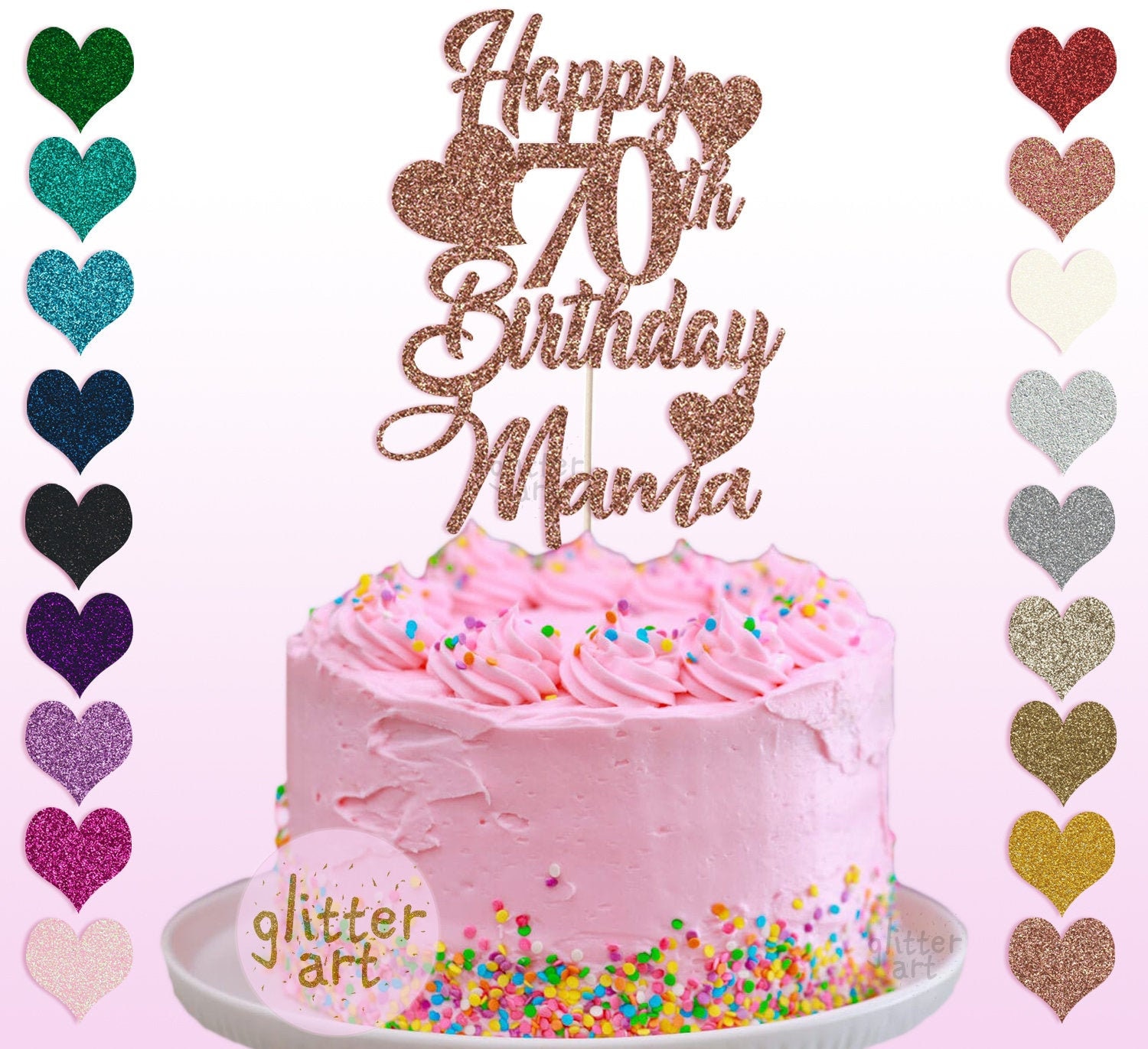 Ercadio 25-Pack Mother's Day Cupcake Toppers - Rose Gold Glitter, Cake & Cupcake Decorations - View #5