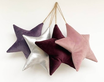 Pequeña Estrella de Terciopelo, Decoración colgante, Púrpura, Plata, Morera, Rosa Rubor, Decoración del Hogar, Sala de estar, Dormitorio, Niños/Guardería, Regalo.