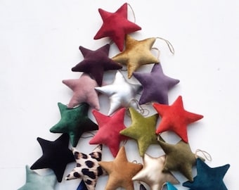 Small Velvet Stars, Hanging decoration, gift ideas, colours, tree, Christmas decor, Gold, Silver, Halloween, Decor, Kids, Nursery.