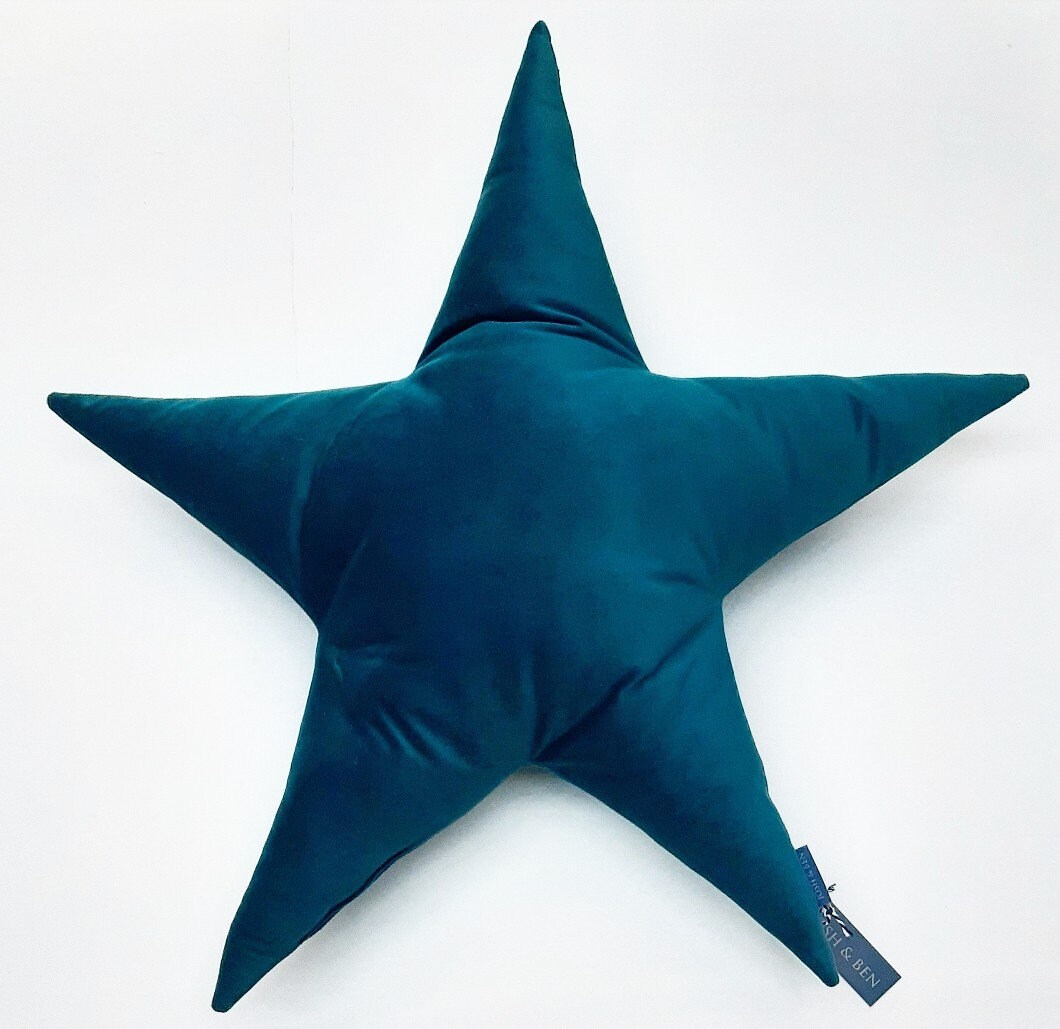Teal Soft Velvet Velour Star Cushion Pillow Home Decor Etsy