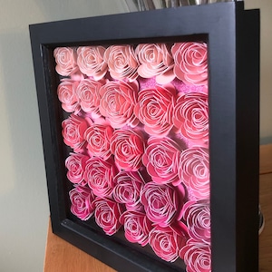 Flower shadow box 3D ombré roze perzik magenta prachtige kleuren gratis personalisatie