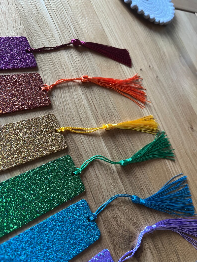 Glitter Bookmarks With Tassels Personalised With Name Sparkly and ...