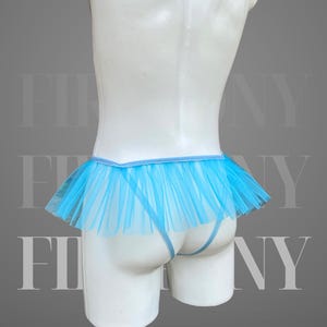 Blue Sissy Lingerie for Men – Sheer Tulle Skirt Thong – Cute Feminine Sissy Panties – Mens Crossdresser Underwear – Gay Lingerie