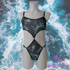 Ocean wave see through cut-out men&#39;s bodysuit, Mankini, Mens lingerie, Monokini extreme, Sexy mens underwear, Male lingerie Fishnet bodysuit