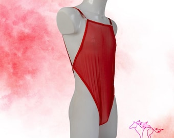Adult Men Bodysuit Wrestling See Through Singlet with pouch design Stylish mankini Sheer Leotard Backless Vest Sleeveless One Piece Singlet