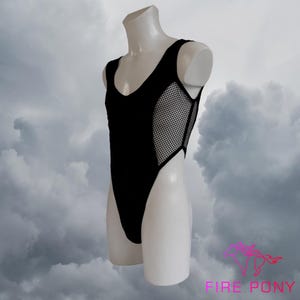 Hight-cut black biflex mesh bodysuit, Festival thong bodysuit, Mankini, Mens lingerie, Monokini extreme Sexy mens underwear Fishnet bodysuit