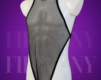 Sexy Men's Fishnet Bodysuit – Black Mesh Bodysuit for Men, See Through Bodysuit, Mens Mesh Lingerie