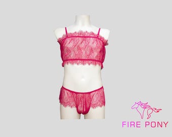 Feminine lingerie for men See through Mens lingerie Transgender femboy lingerie Male lingerie set Gay man lingerie Sheer babydoll lingerie