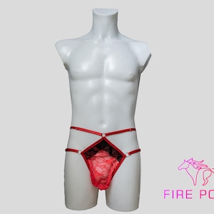 Total Pink See-Through Panties for Men with Straps, Open Bottoms, Male Lingerie, Jockstrap, LGBTQ+ Friendly Underwear